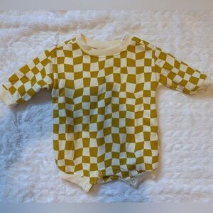 Unisex Checkerboard One-Piece in Yellow and Cream
